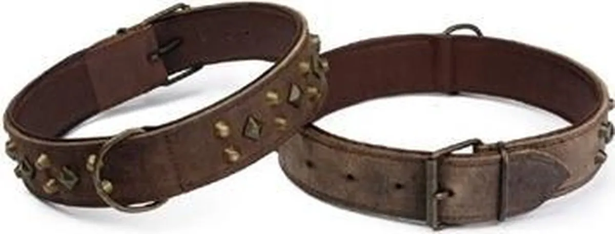 Beeztees Leren Halsband Mohican - Bruin L