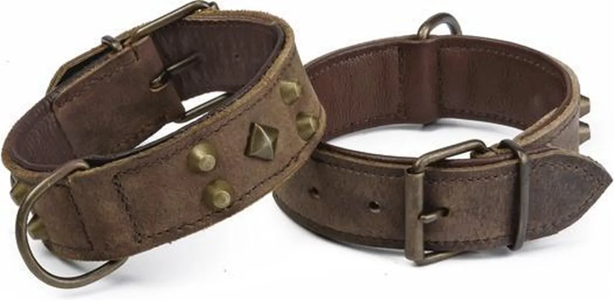 Beeztees Leren Halsband Mohican - Bruin L