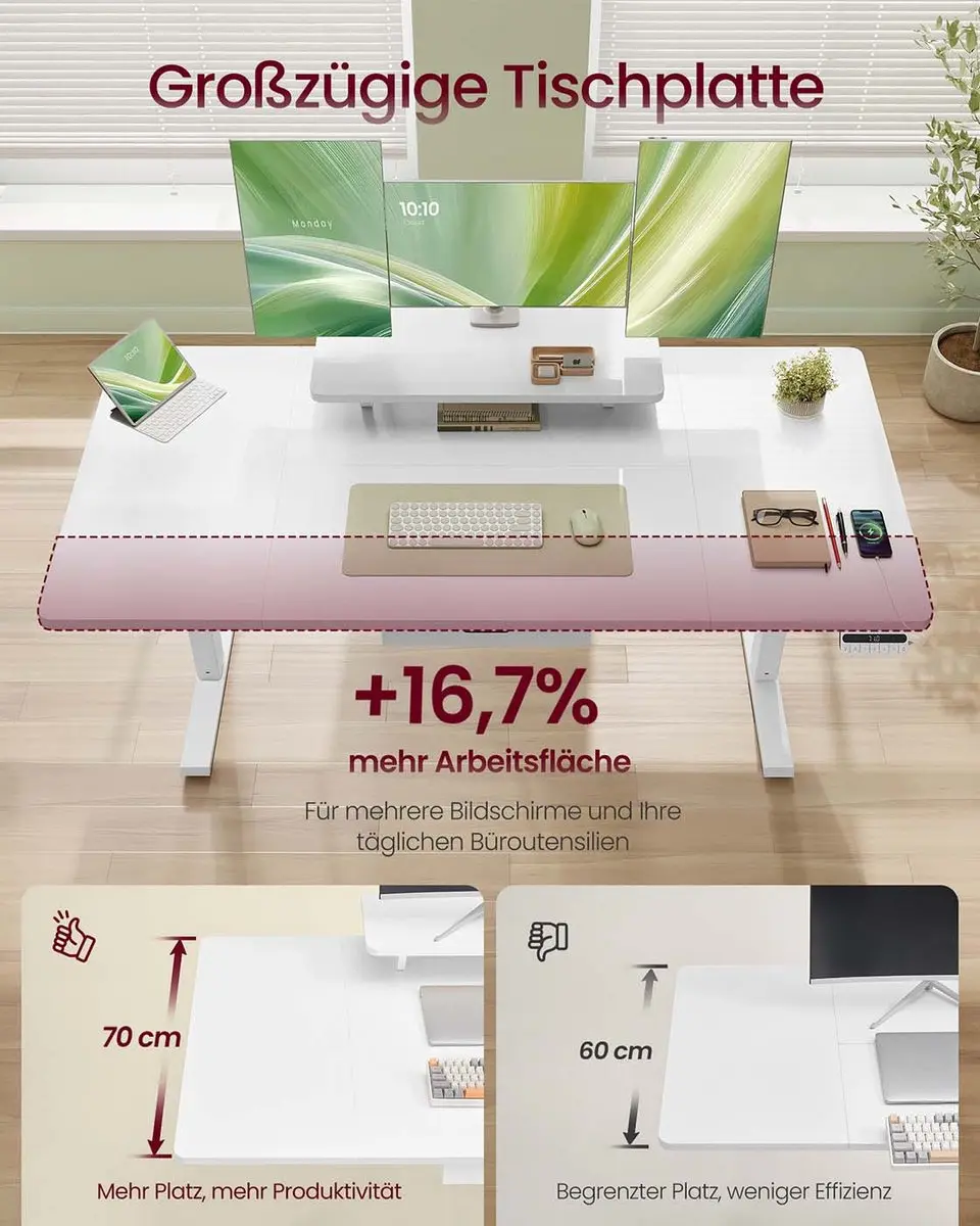 Songmics LSD154WB01 Bureau 140x70cm - Wit - afbeelding 4 van 6