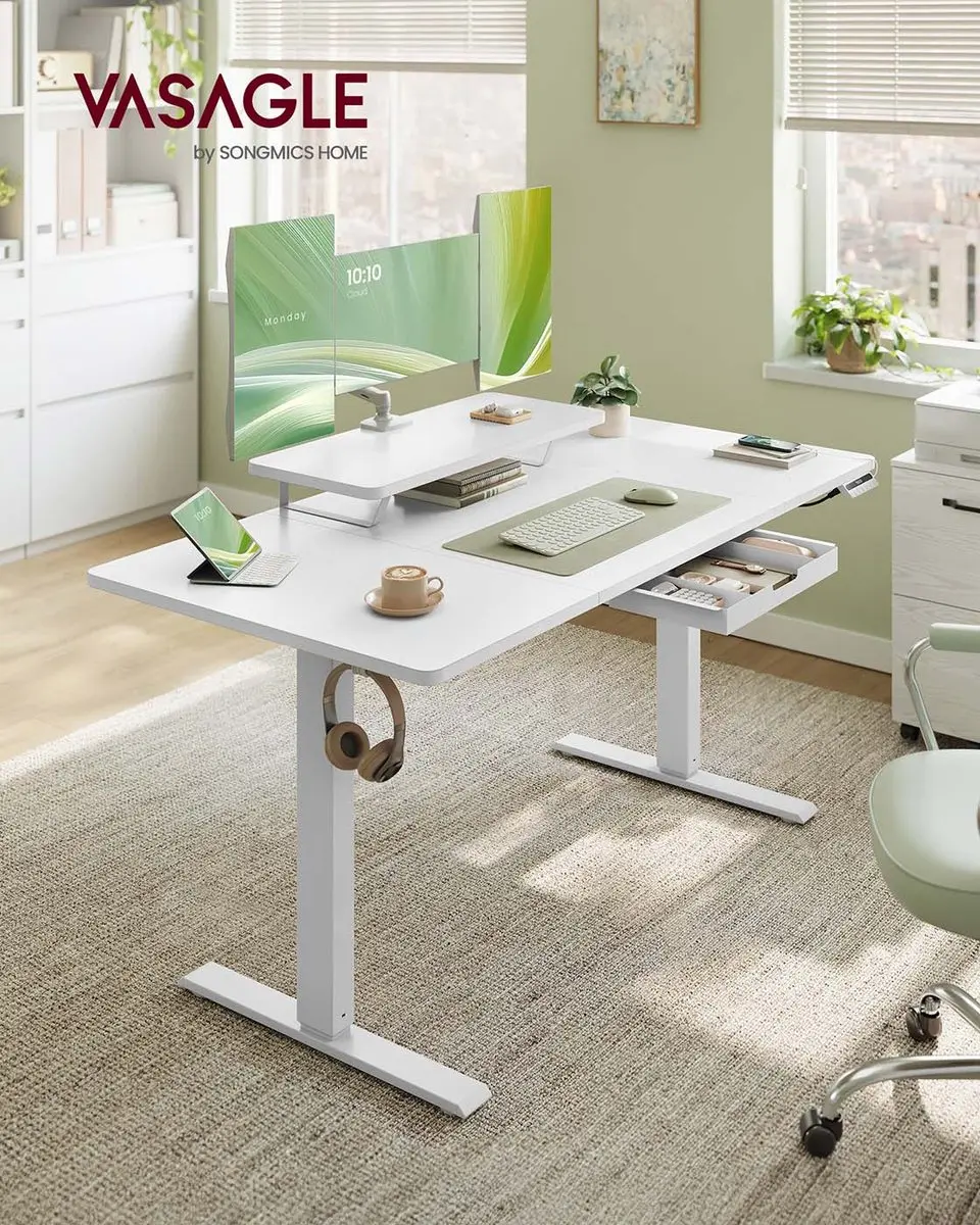 Songmics LSD154WB01 Bureau 140x70cm - Wit - afbeelding 3 van 6