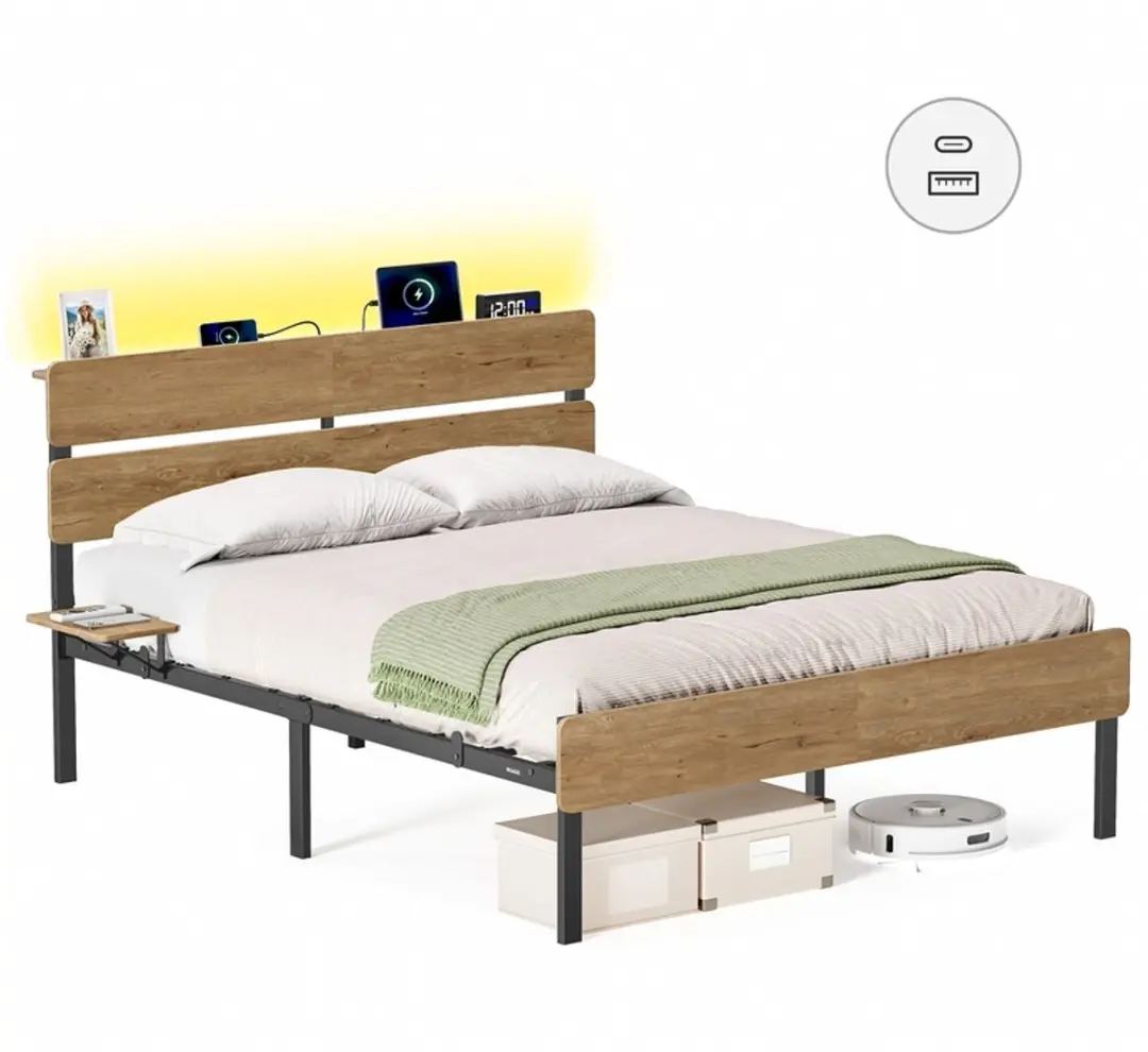 Songmics Tweepersoonsbedframe met Verlichting 140x200cm