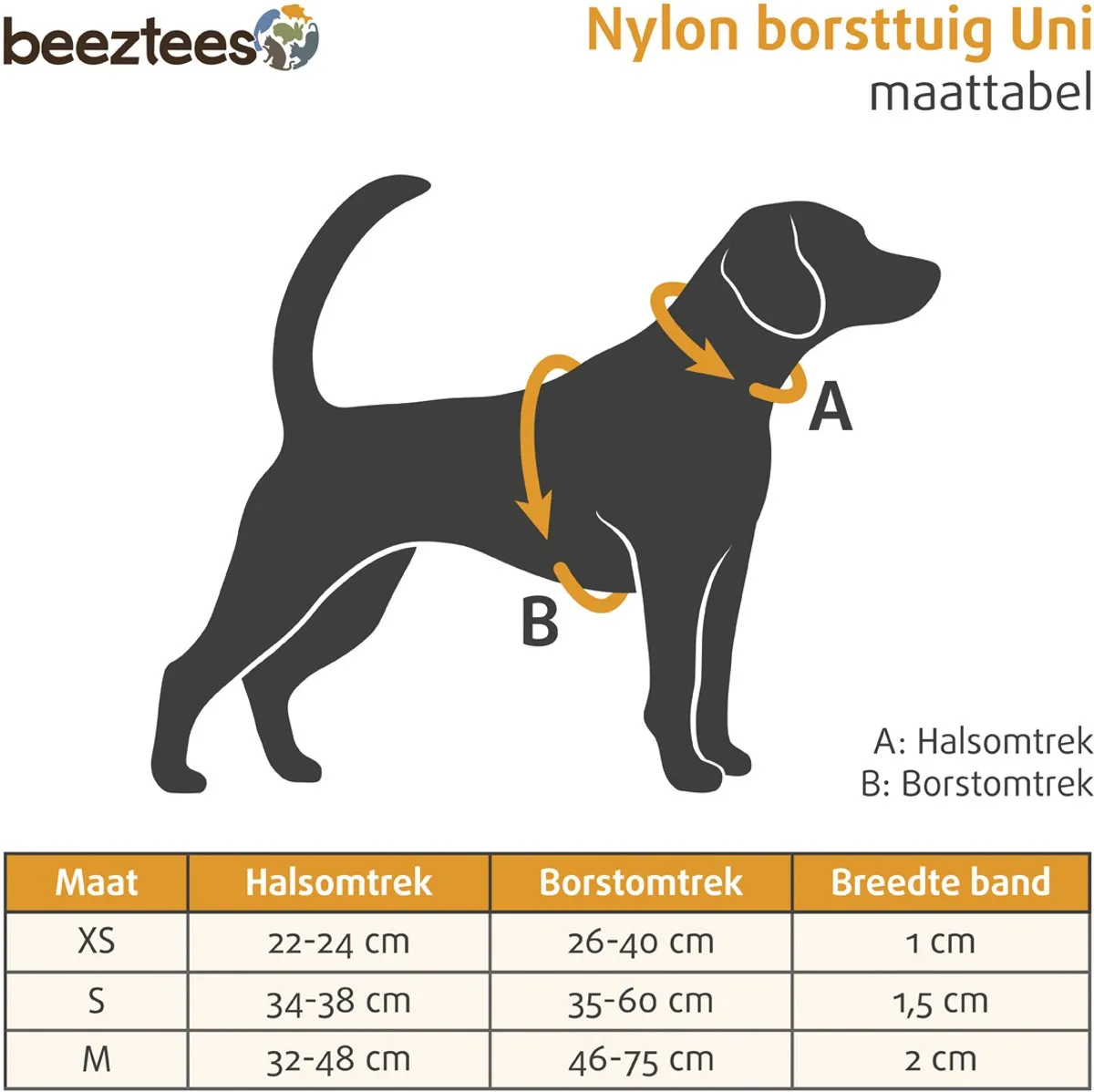 Beeztees Nylon Borsttuig Uni - 45-75cm x 20mm