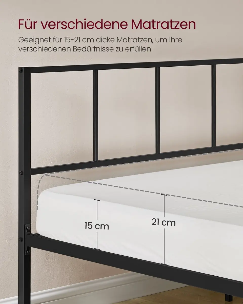 Songmics Bedframe met opbergplanken 206,5x140,5x87cm - Zwart - afbeelding 5 van 6