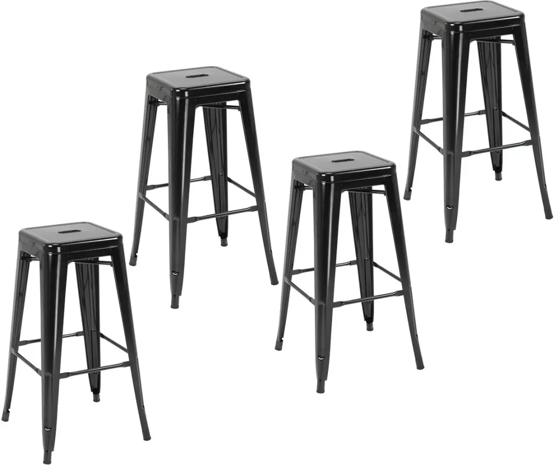 HOMCOM-Barkruk-43x43x76cm-Metaal-Zwart