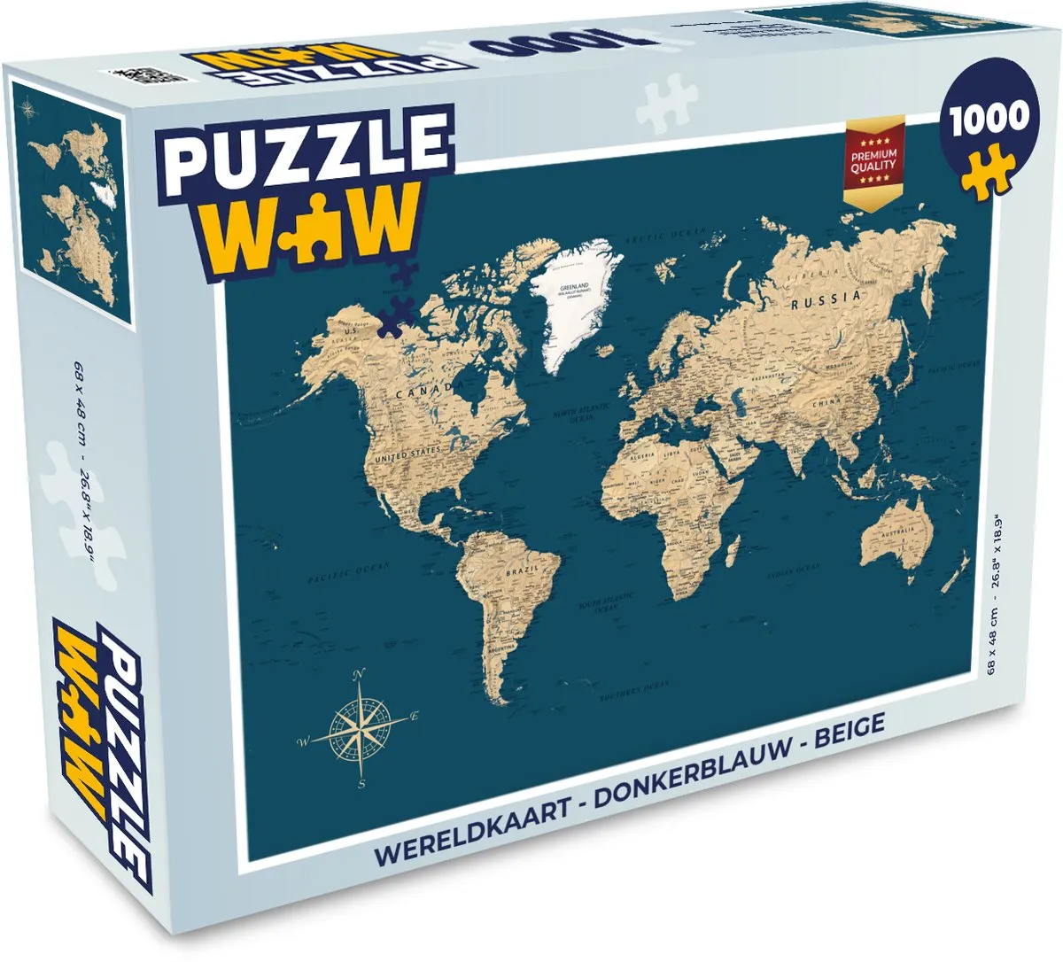 PuzzleWow Wereldkaart Legpuzzel 1000 Stuks
