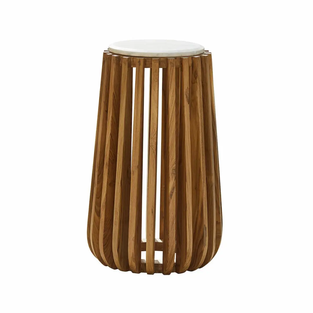 Loberon Urbeline Bijzettafel - Ø39,5cm - Bruin/Wit - afbeelding 4 van 5