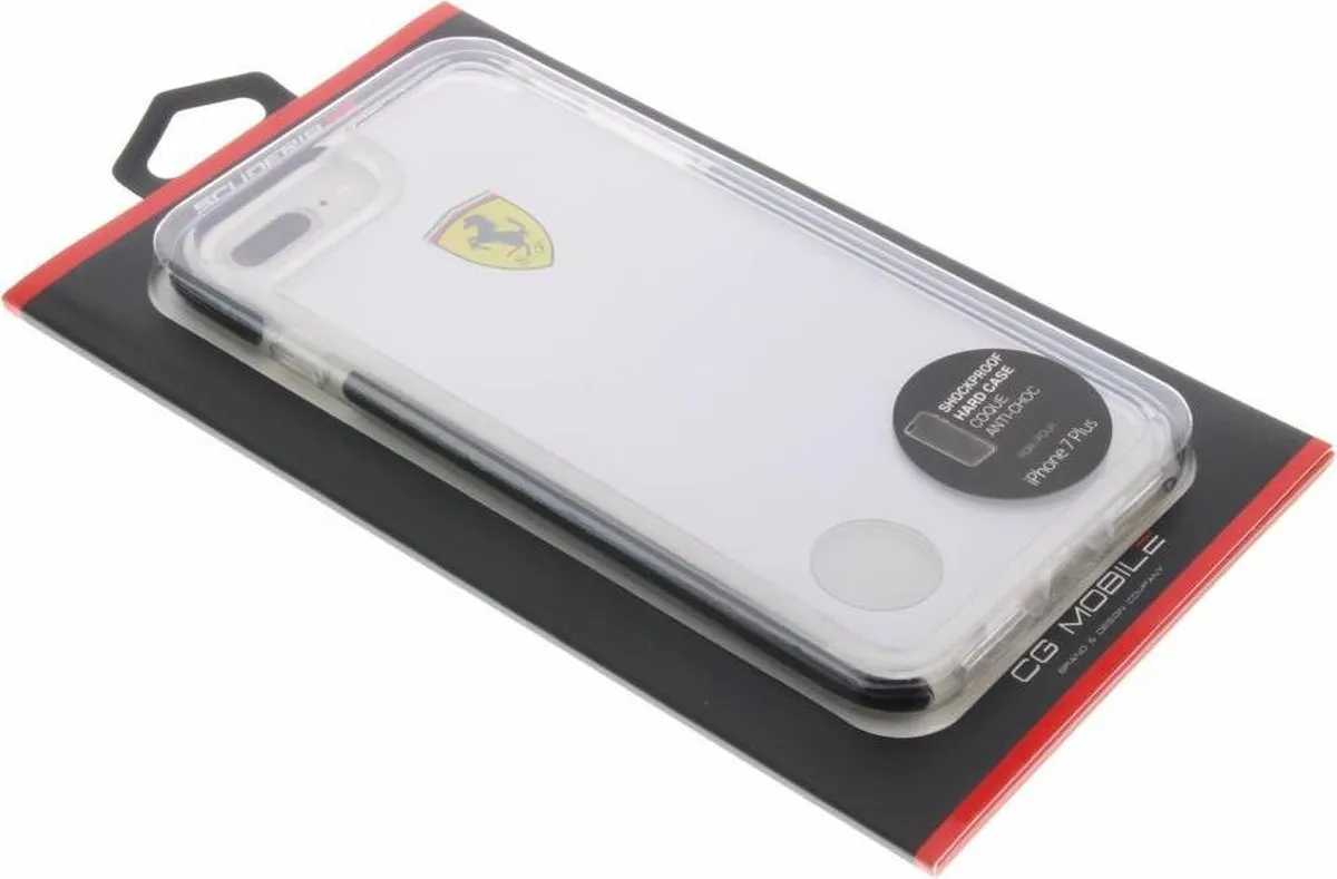 Ferrari iPhone 8 Plus/7 Plus Shockproof Hard Case - Zwart/Transparant
