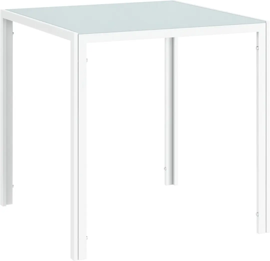 HOMCOM Eettafel Staal, gehard glas 75L x 75B x 75H cm Wit