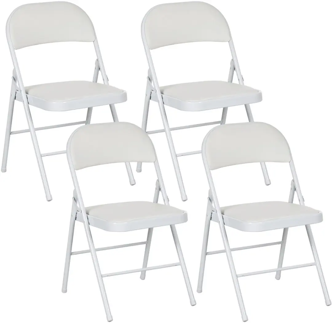HOMCOM Folding Chair Staal, Kunstleder 46L x 45B x 78H cm Wit