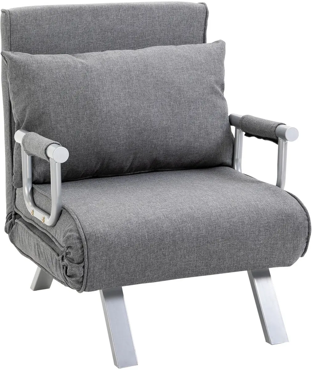 HOMCOM Stoelbed Linnen (100% polyester), metaal 65B x 69D x 80H cm Grijs