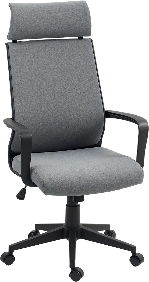 HOMCOM Office Chair-Polyester, Schaumstoff-69L x 60,5B x 109-117H cm-Dunkelgrau