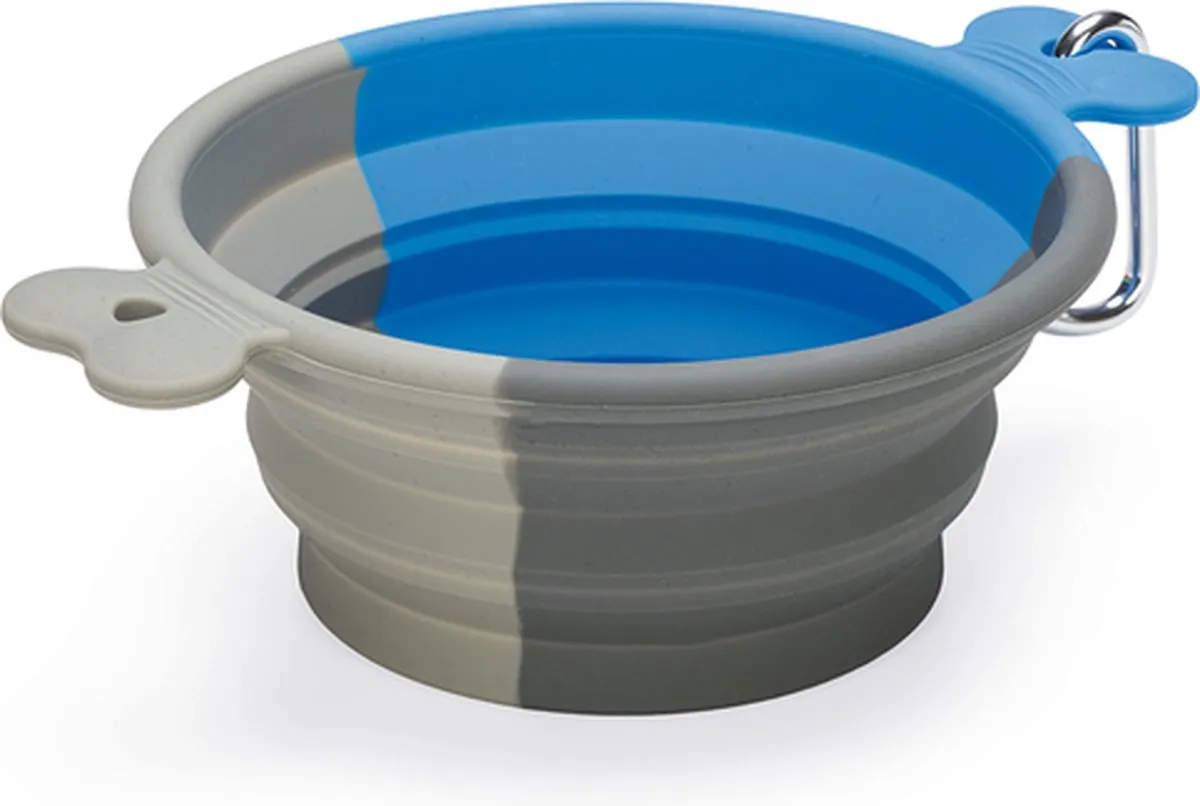 Beeztees Rua Reisbak Hond - Silicone 750ml - Blauw