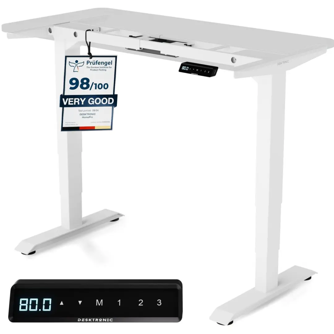 Desktronic HomePro Zit-sta Bureau Elektrisch In Hoogte Verstelbaar Frame Wit 120x60-200x80cm Bureaublad