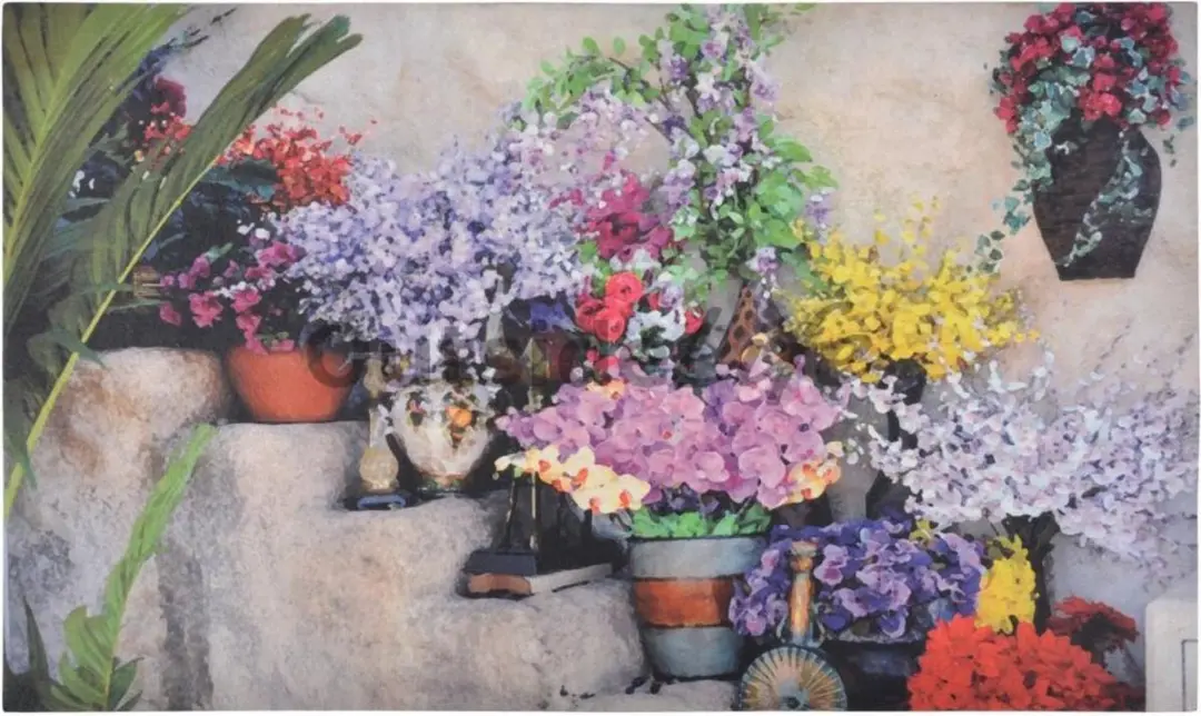 Deurmat trap met bloemen