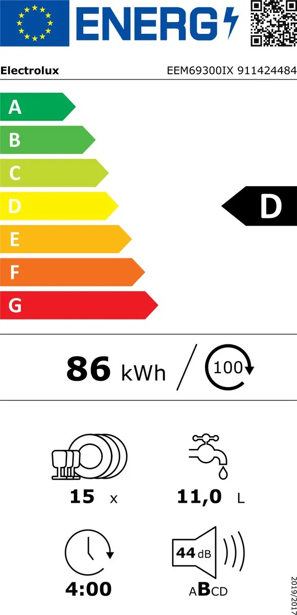 Electrolux EEM69300IX Semi-ingebouwd Vaatwasser 15 Couverts