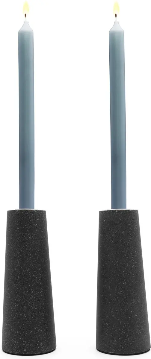 Zilverstad Oblique Kandelaar Zwart set van 2