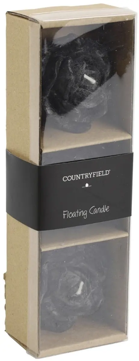 Countryfield drijfkaarsen bloem zwart