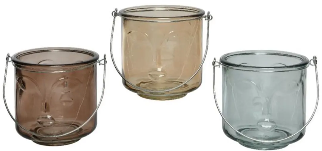 Theelichthouder gezicht glas H11.6cm