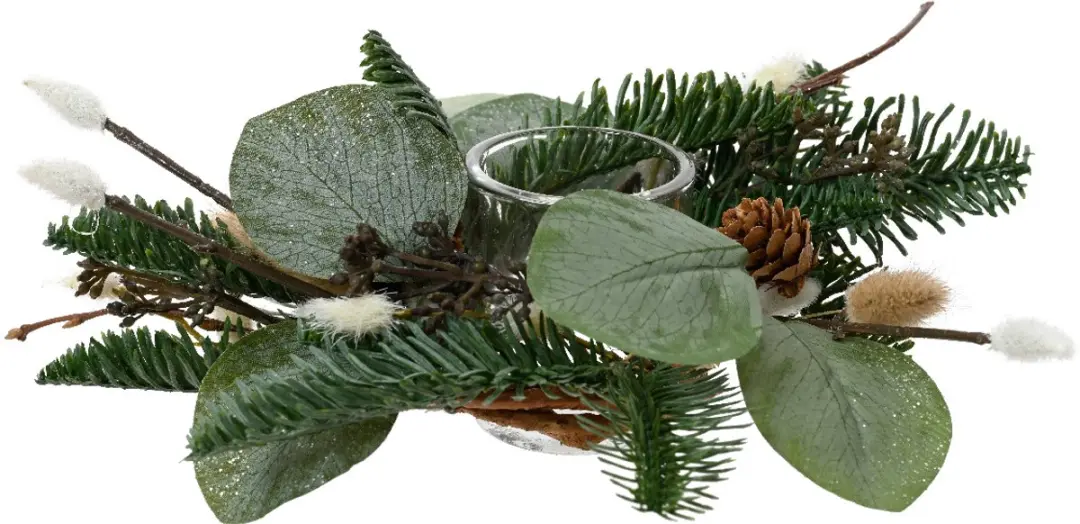 Theelichthouder met kerstgroen