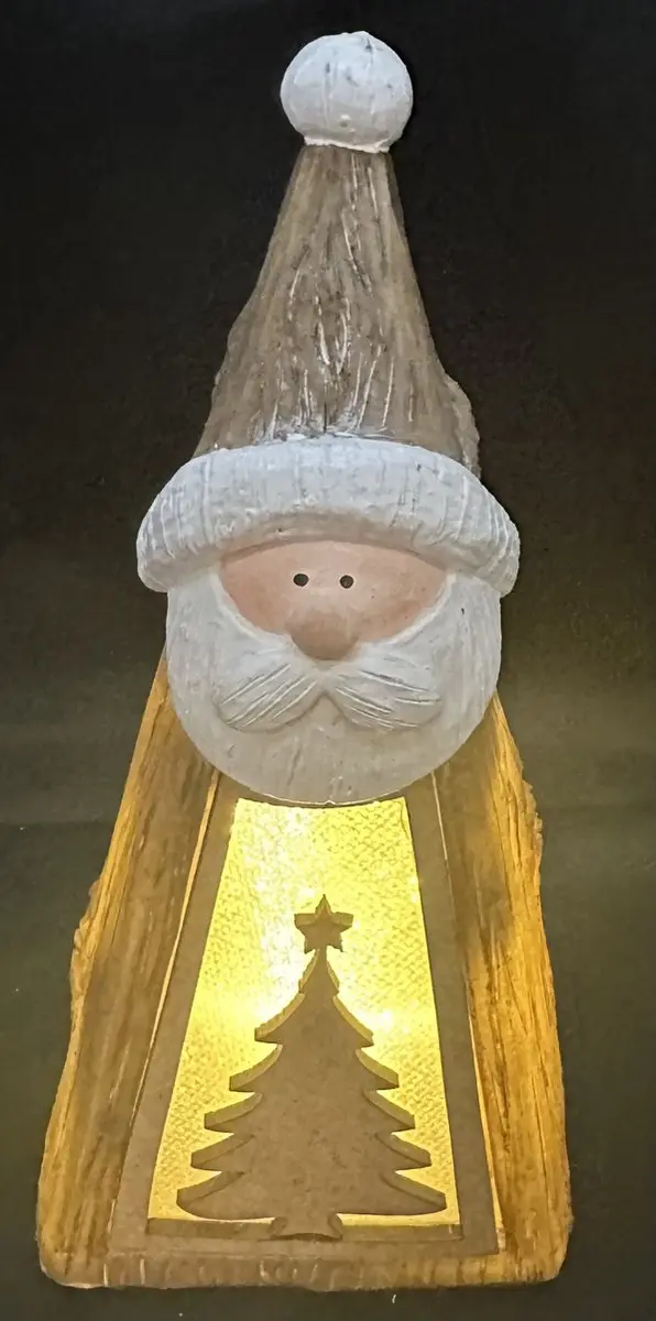 Kerstbeeld "houtlook" Kerstman met LED