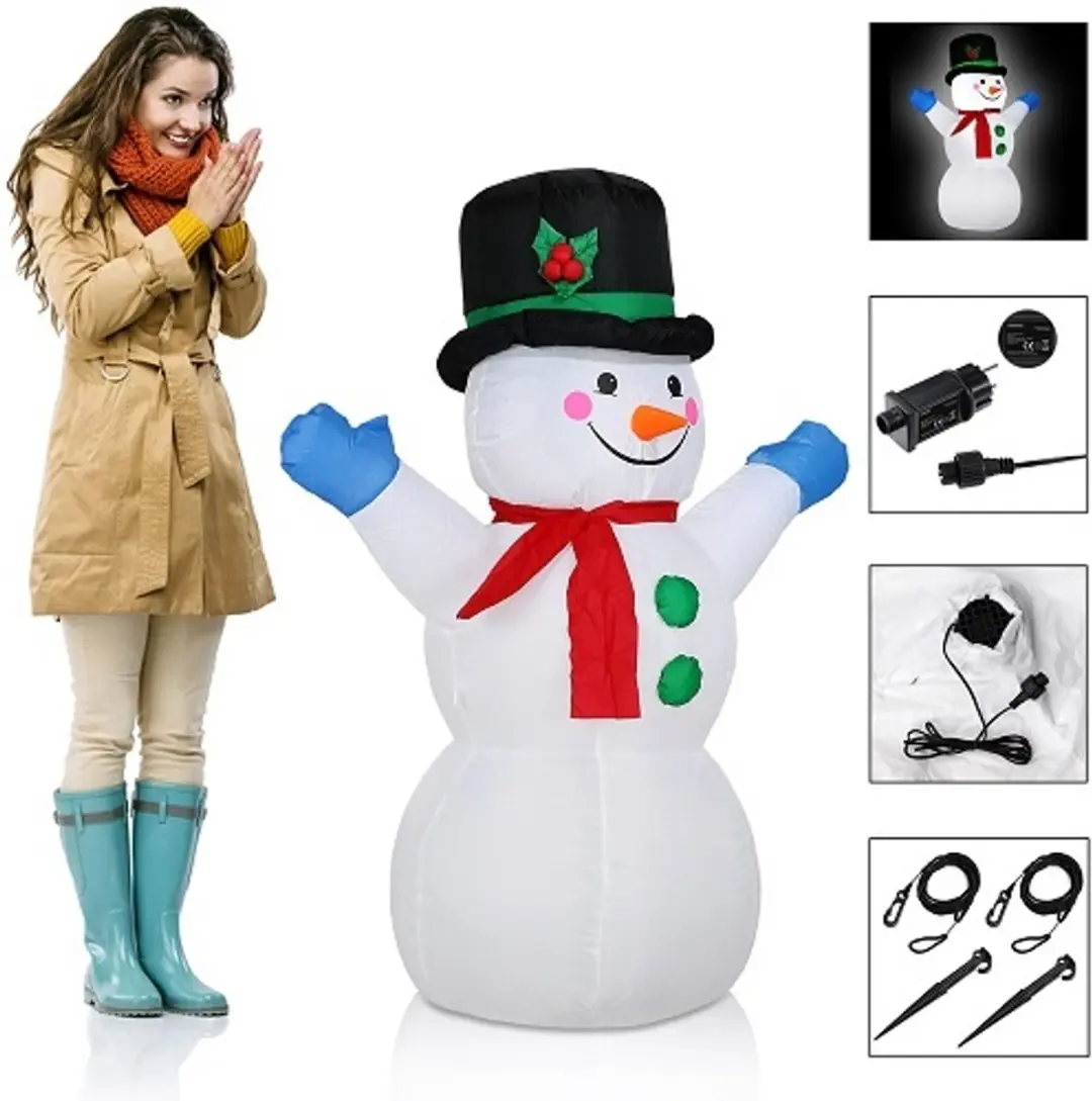 Monzana Opblaasbare Sneeuwman XL 120cm - 3 LED Verlichting - afbeelding 6 van 6