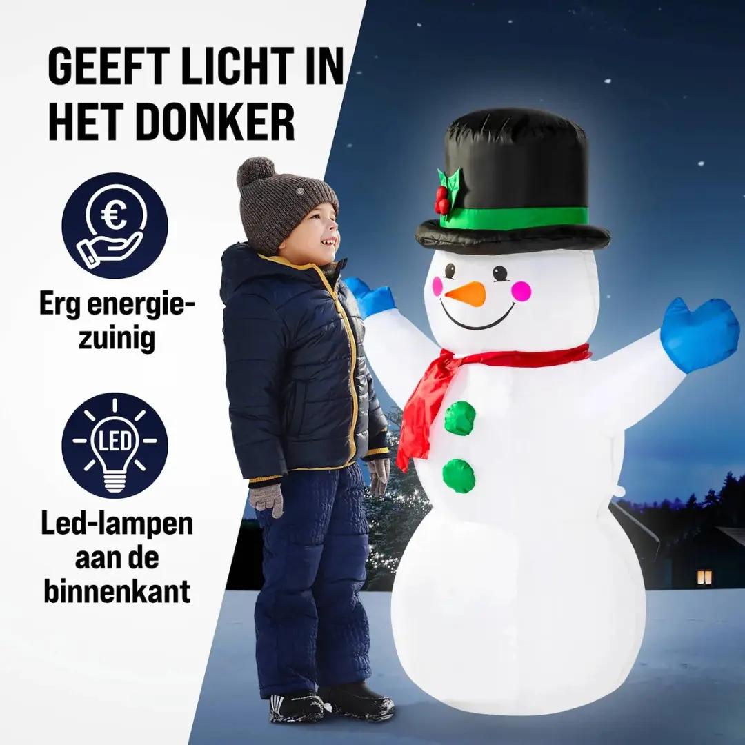 Monzana Opblaasbare Sneeuwman XL 120cm - 3 LED Verlichting - afbeelding 4 van 6