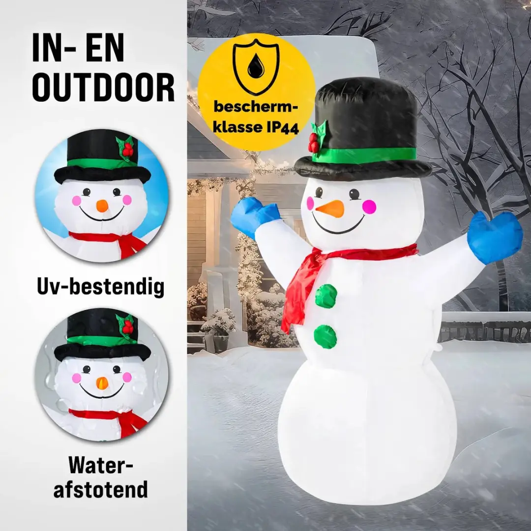 Monzana Opblaasbare Sneeuwman XL 120cm - 3 LED Verlichting - afbeelding 3 van 6
