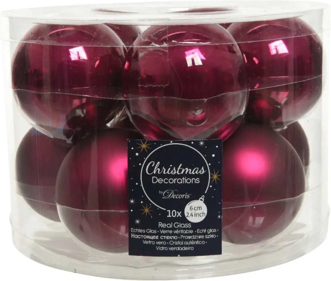 10x stuks kerstballen framboos roze (magnolia) van glas 6 cm