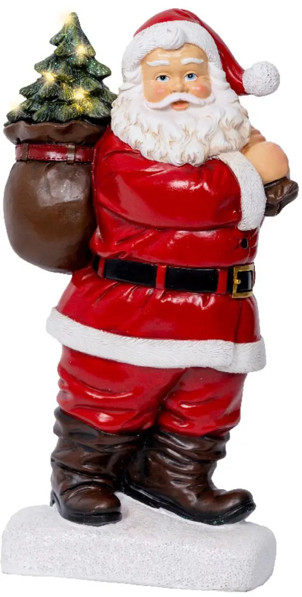 Lumineo Kerstmanbeeld met LED-boom 30cm - Warm wit - afbeelding 2 van 2