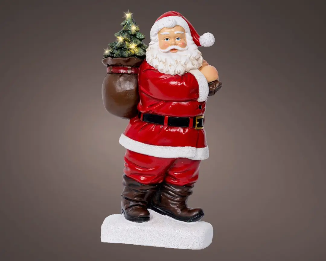 Lumineo Kerstmanbeeld met LED-boom 30cm