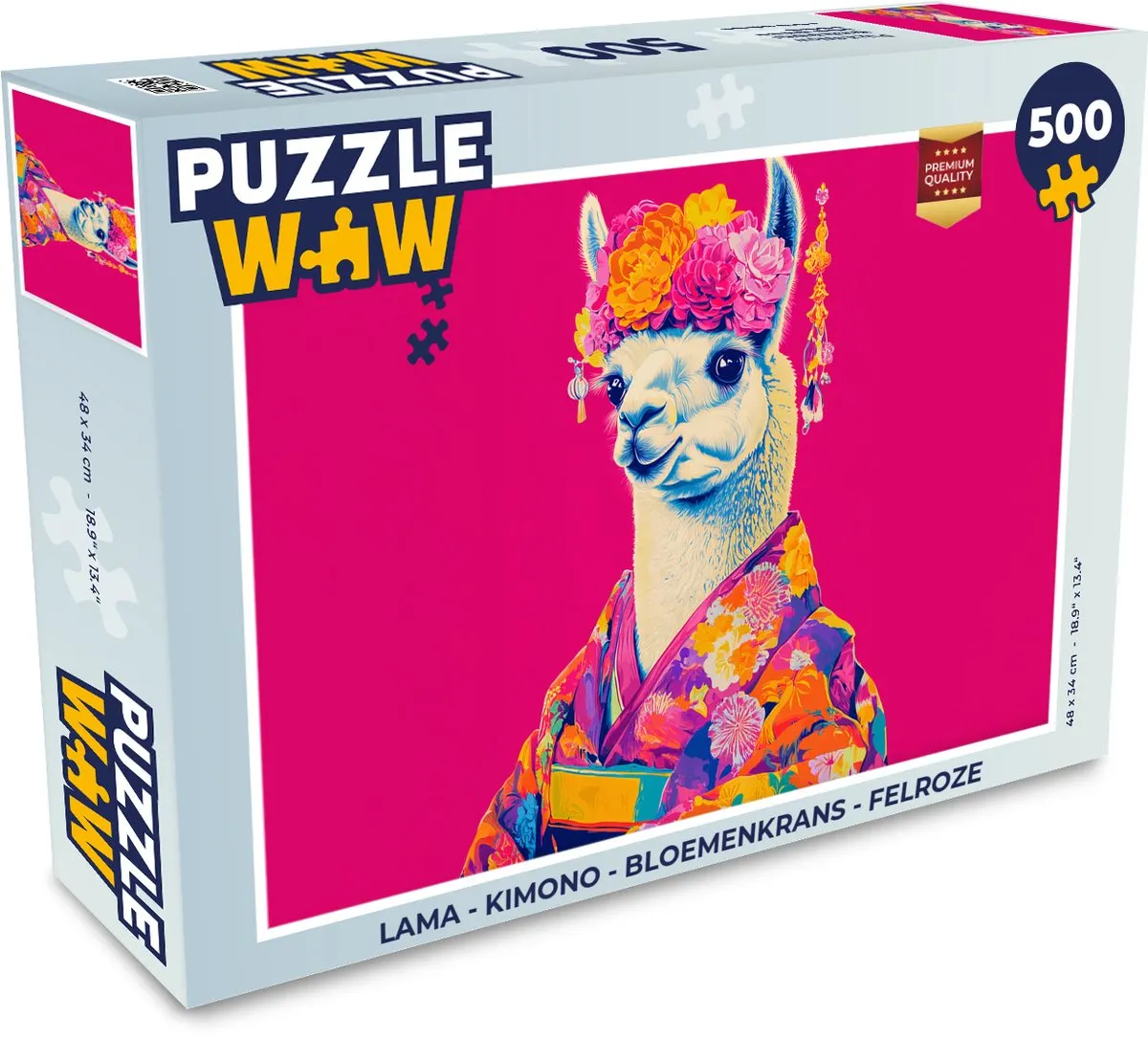 PuzzleWow Lama Legpuzzel 500 Stuks - Felroze