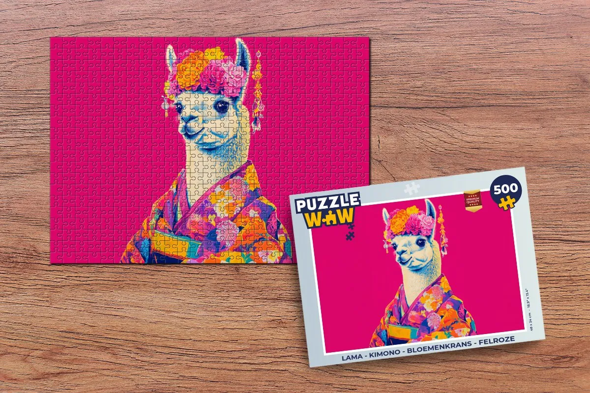 PuzzleWow Lama Legpuzzel 500 Stuks - Felroze