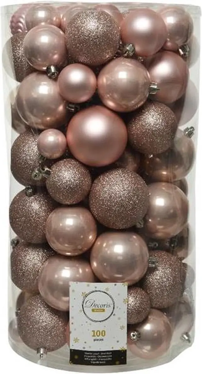 Decoris Kerstballenset 100stuks kunststof roze