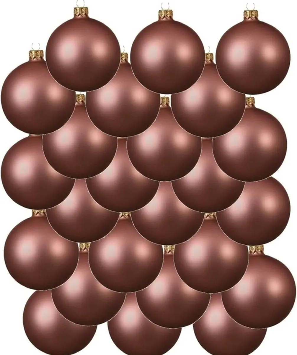 24x Oud roze glazen kerstballen 8 cm