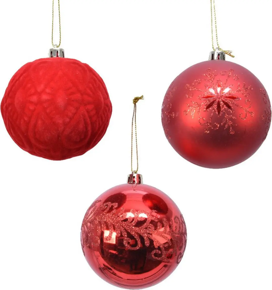Decoris luxe kerstballen - 12x st - rood - 8 cm - kunststof - kerstversiering