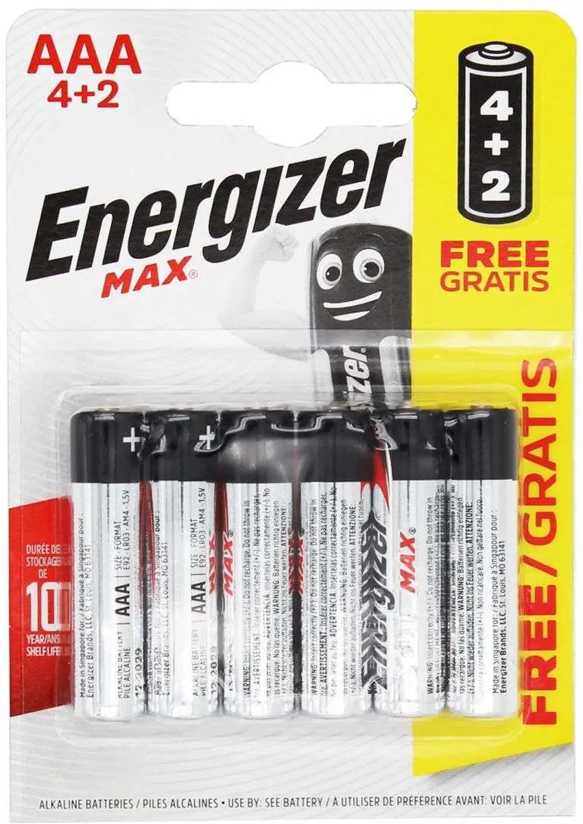 Energizer Max LR03 AAA Batterijen - 6 Stuks - afbeelding 5 van 5