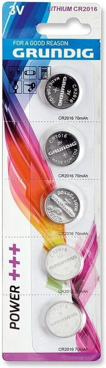 Grundig CR2016 Knoopcelbatterijen - 5 Stuks - afbeelding 4 van 4