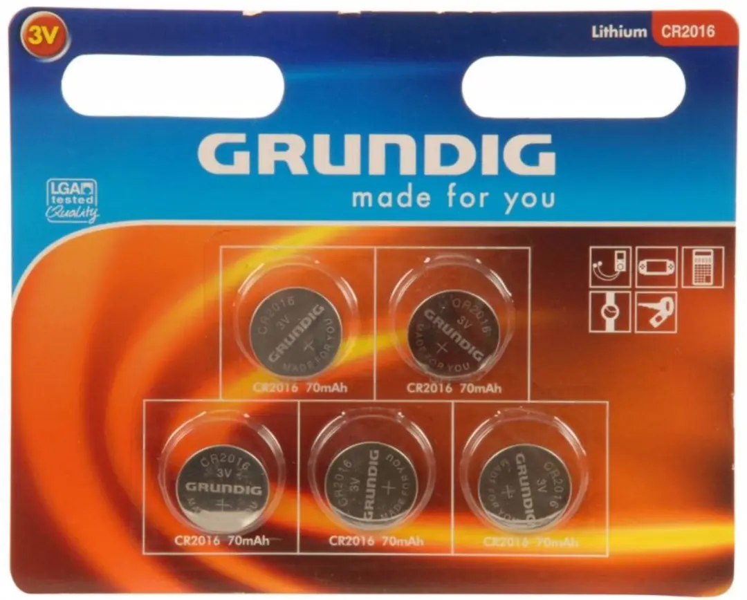 Grundig CR2016 Knoopcelbatterijen - 5 Stuks - afbeelding 2 van 4