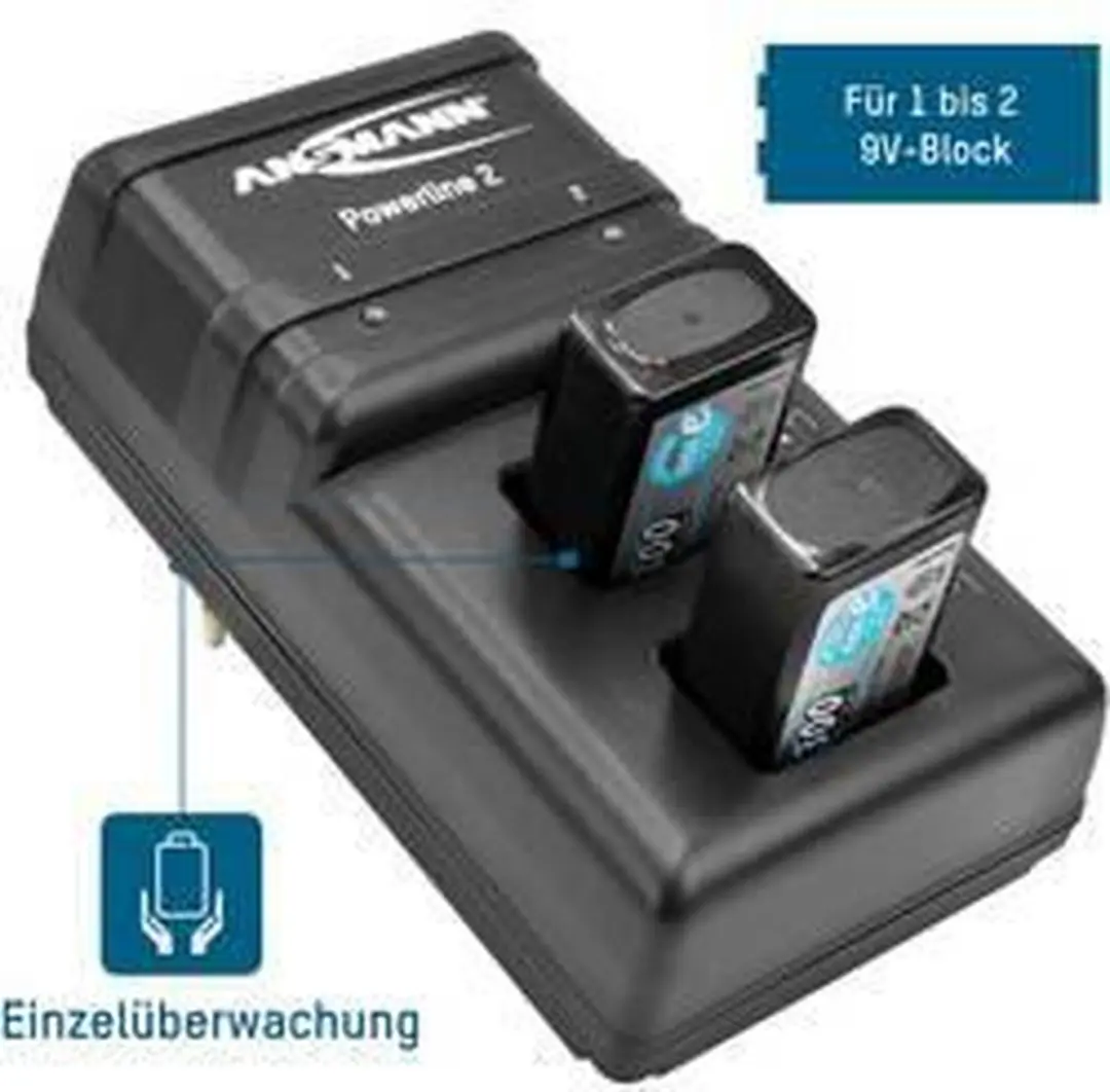 Ansmann Powerline 2 Batterijlader 9V - 2 Stuks - afbeelding 3 van 6