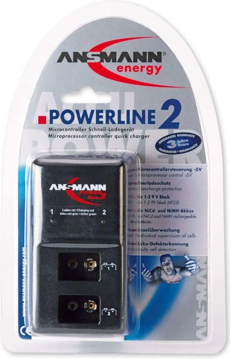 Ansmann Powerline 2 Batterijlader 9V - 2 Stuks - afbeelding 4 van 6