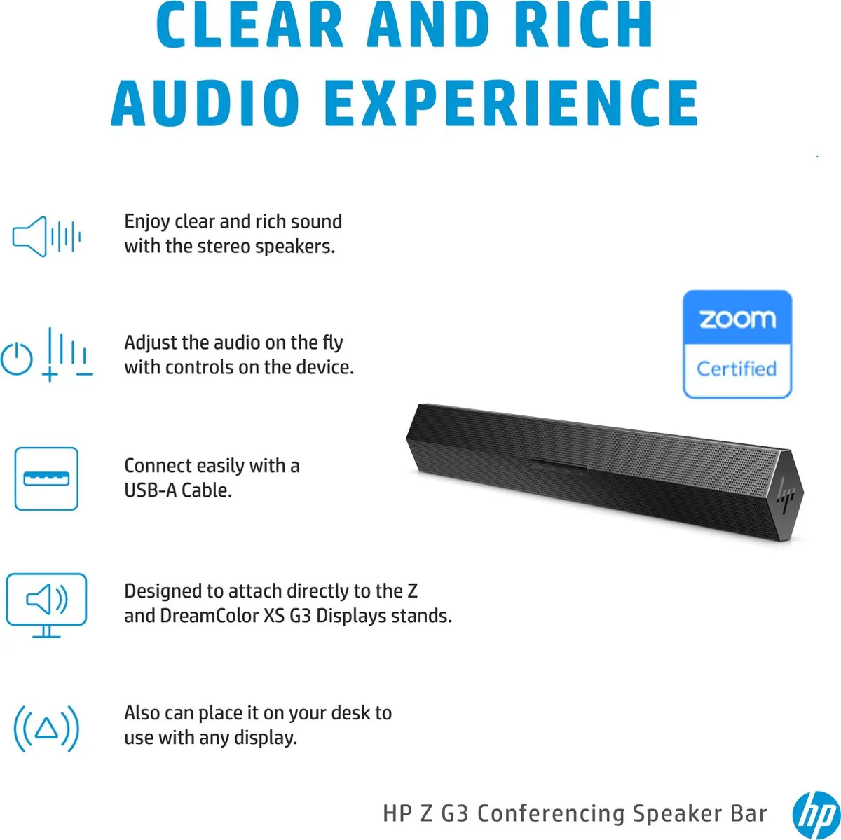 HP Z G3 Luidsprekerbalk - USB-A - Zwart