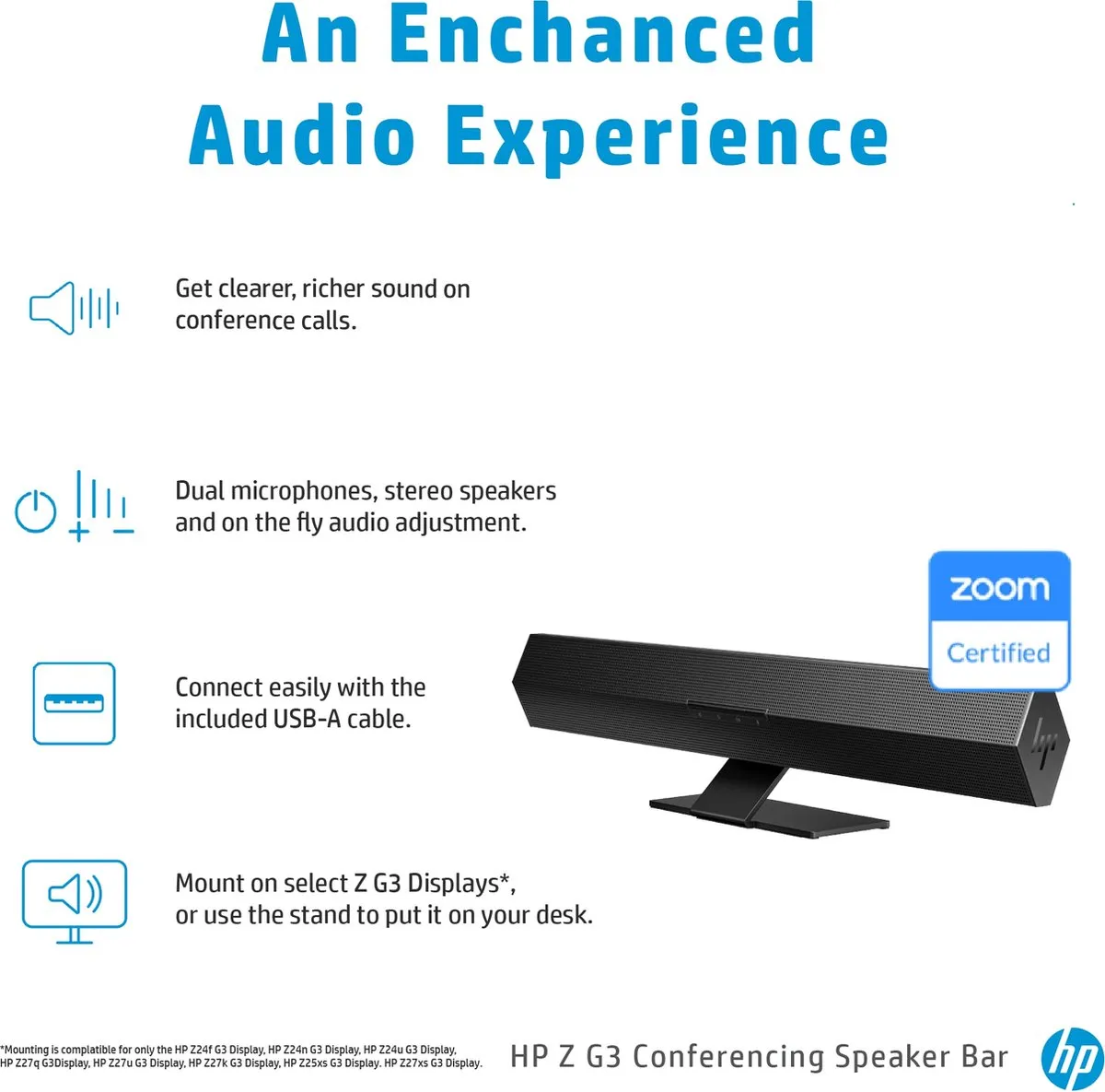 HP Z G3 Luidsprekerbalk - USB-A - Zwart