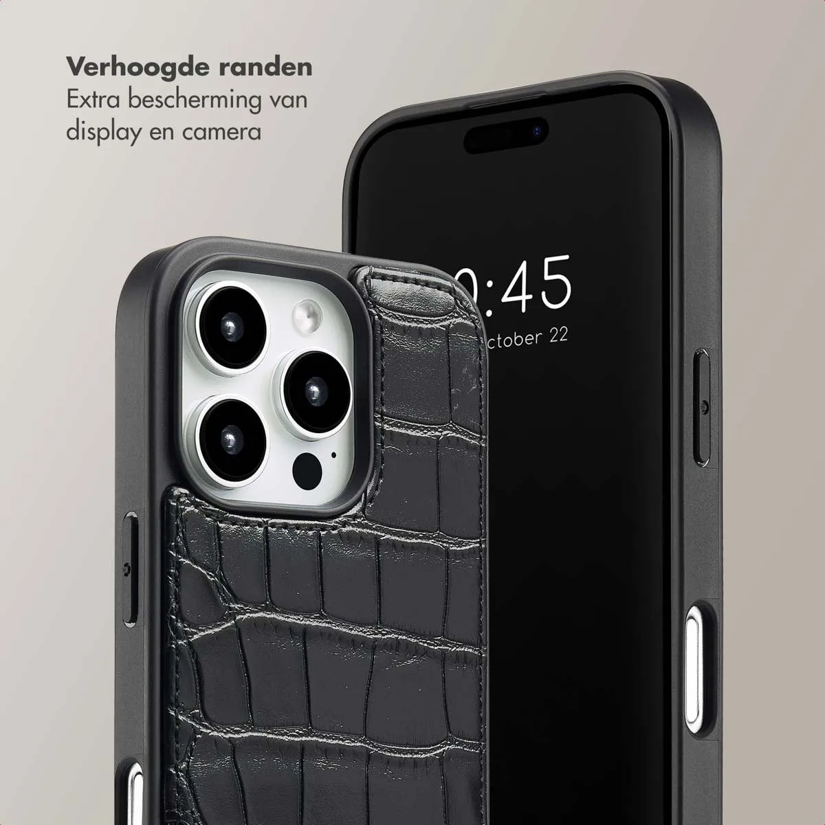 Selencia Croco Backcover iPhone 16 Pro - Zwart