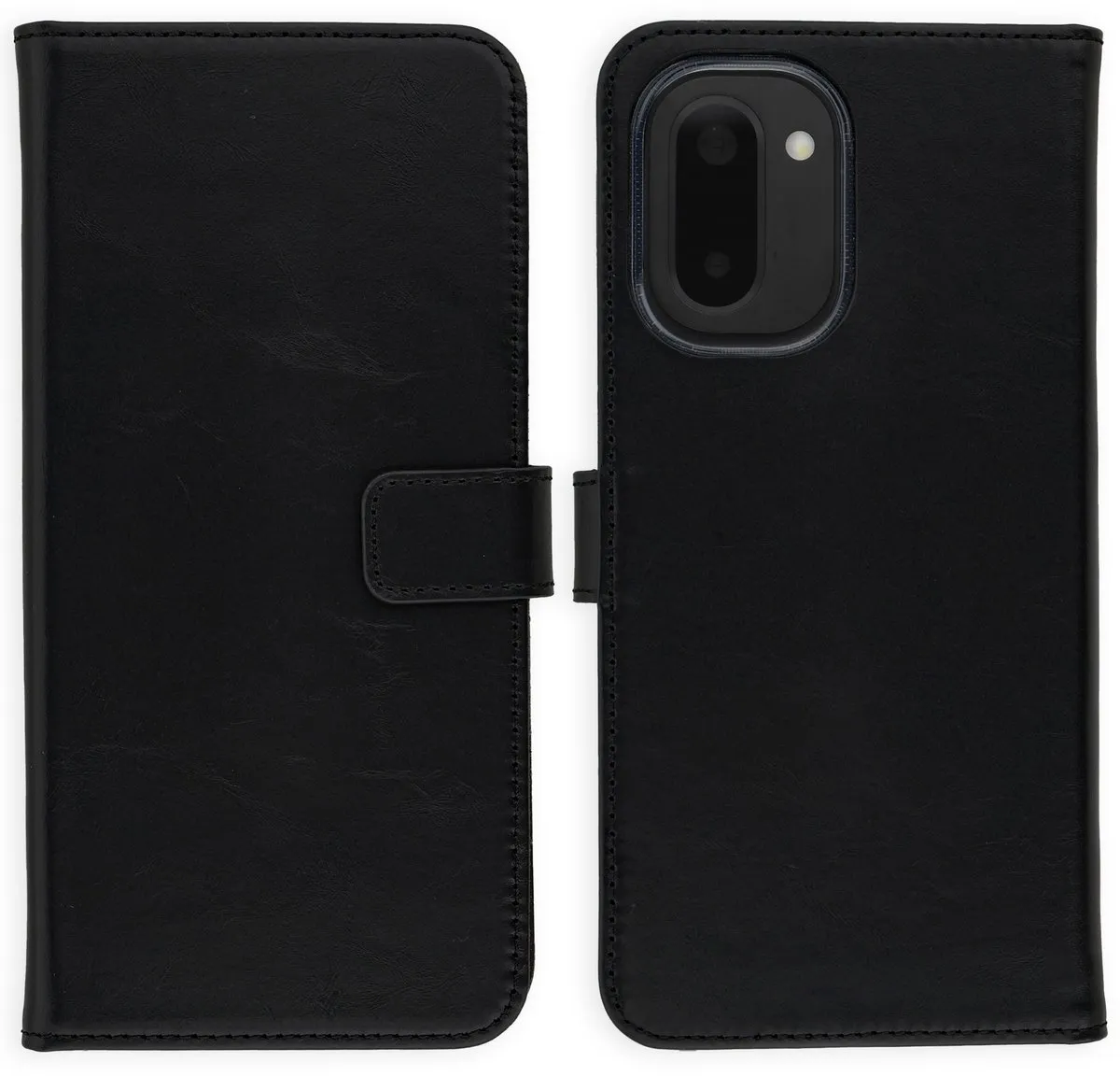 Selencia Hoesje OnePlus 15R Echt Lederen Bookcase - 3 Pasjes - Zwart