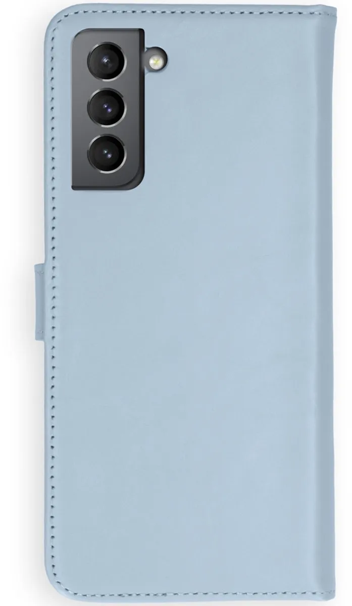 Selencia Hoesje Samsung Galaxy S21 Plus - Echt Lederen Bookcase Lichtblauw