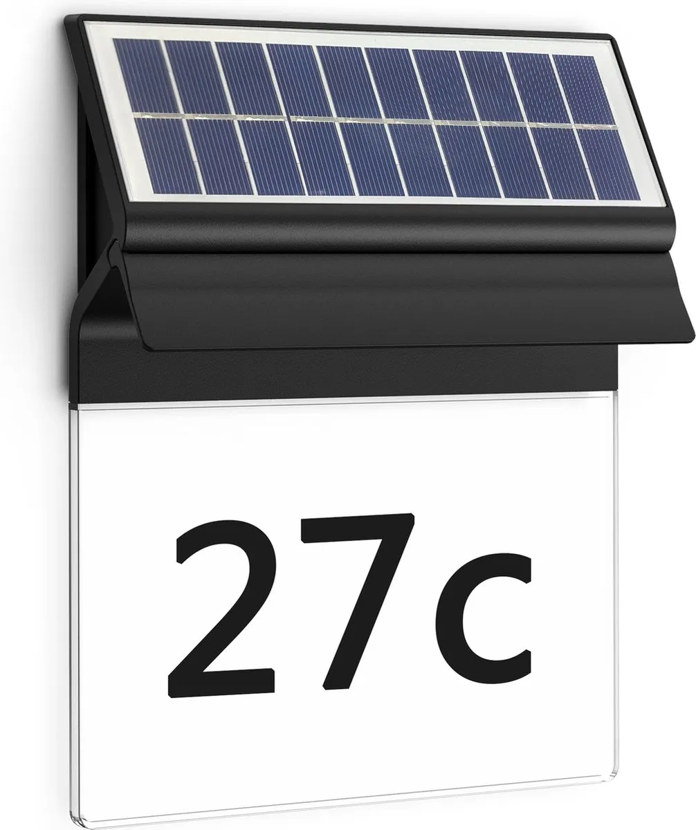 Philips Enkara Solar Wandlamp Huisnummer - Zwart