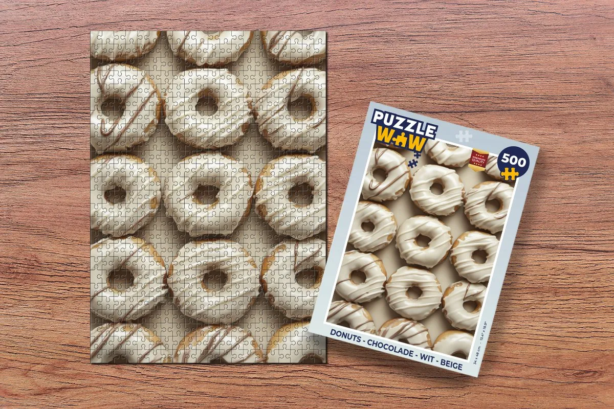 PuzzleWow Donuts Legpuzzel 500 Stuks - Chocolade/Wit/Beige