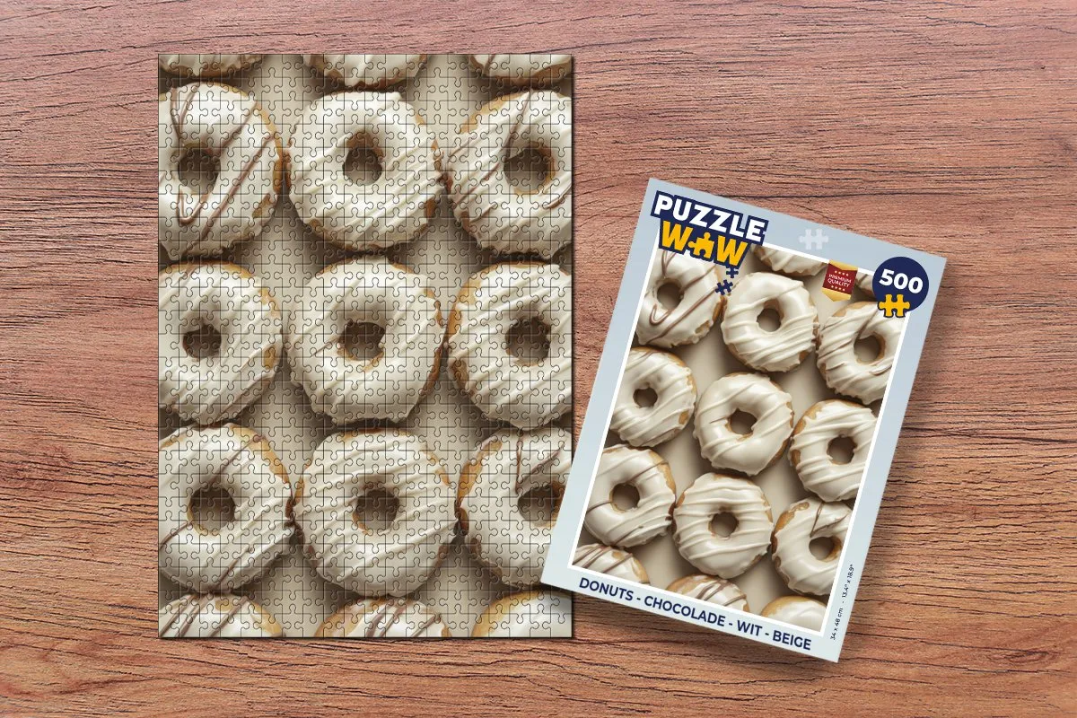PuzzleWow Donuts Legpuzzel 500 Stuks - Chocolade/Wit/Beige