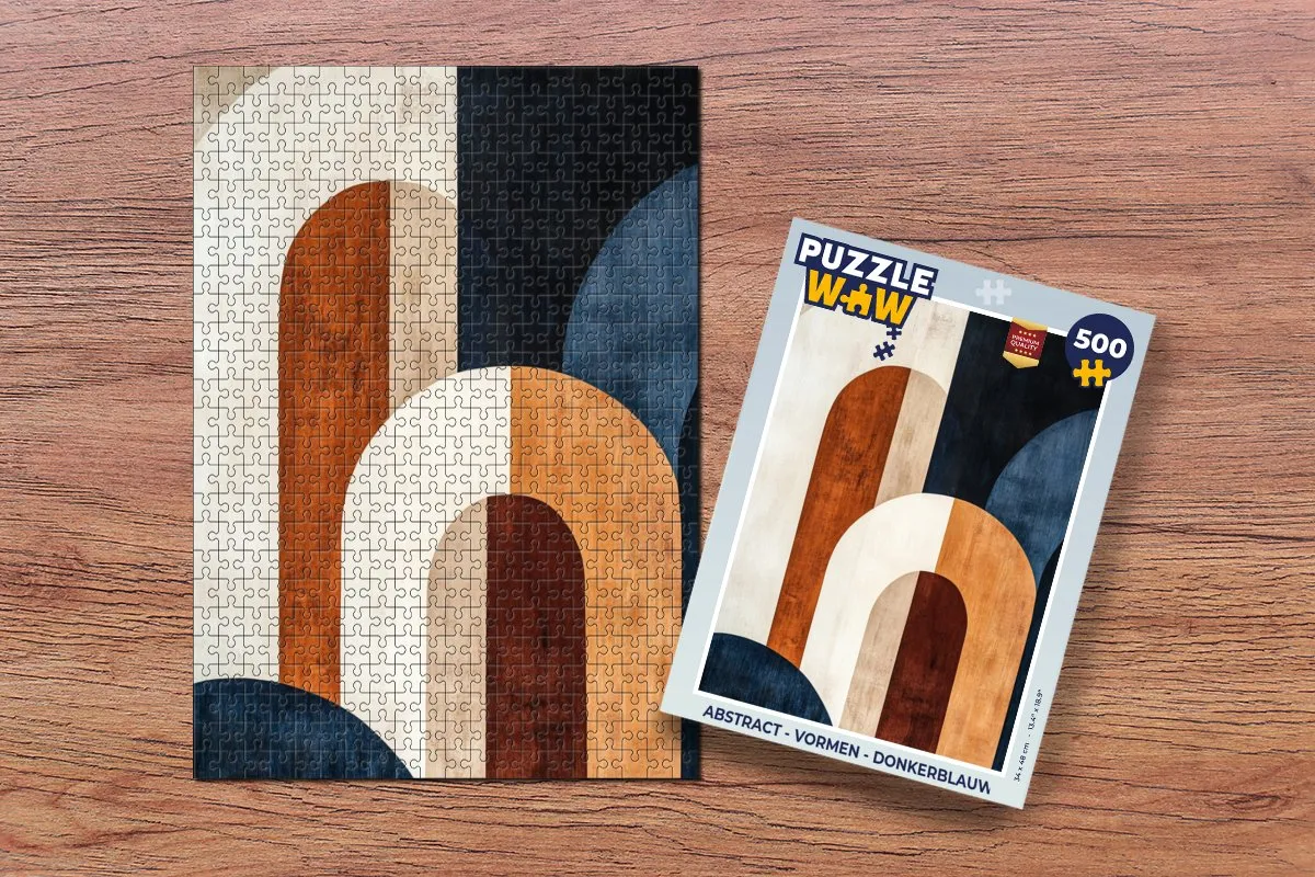 PuzzleWow Abstract Vormen Legpuzzel 500 Stuks - Donkerblauw