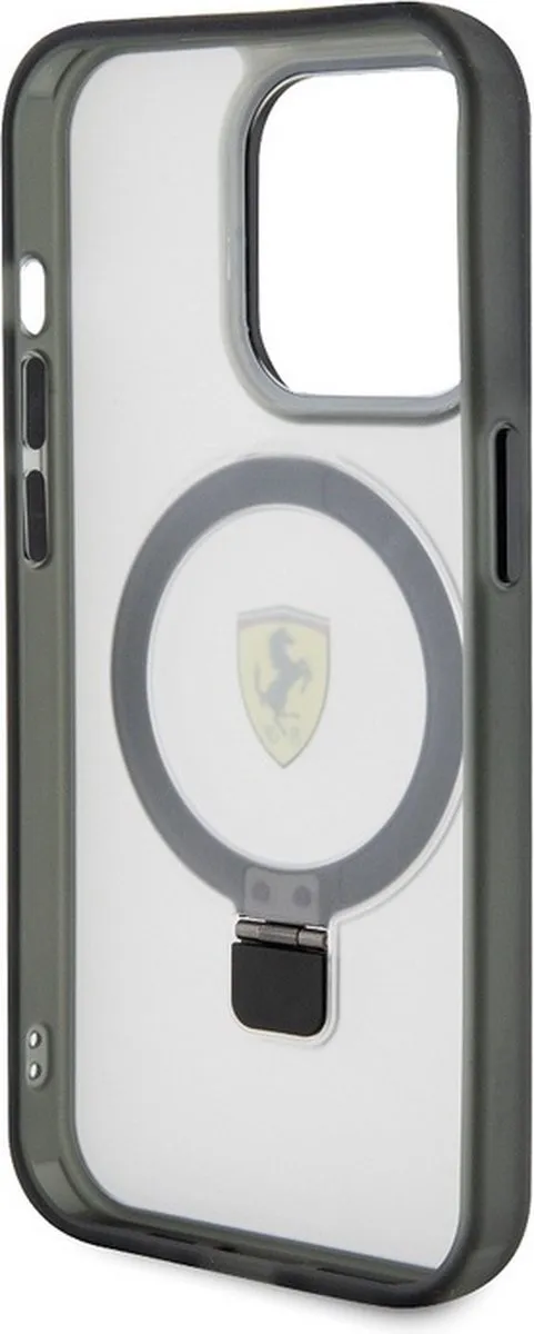 Ferrari Ring Stand Back Case MagSafe iPhone 15 Pro - Transparant